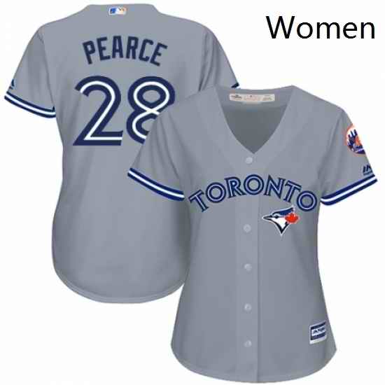 Womens Majestic Toronto Blue Jays 28 Steve Pearce Authentic Grey Road MLB Jersey